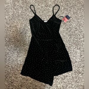 Hayley & June black velvet rhinestone skort/ romper 
size medium